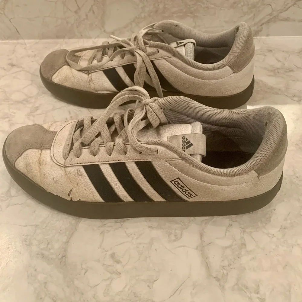 Adidas Sneakers Men's 10 Shoes White Blue Stripes - Picture 5 of 15